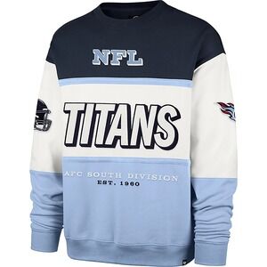 NEW 47 Brand Tennessee Titans NFL Crewneck Sweatshirt Colorblock Blue Cream S